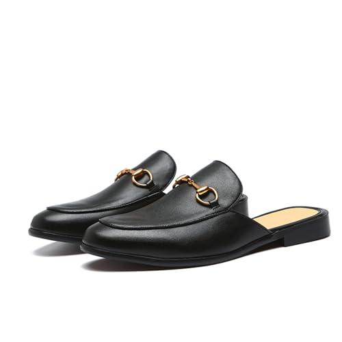 Men's Fashion Leather Slip-On Dress Mules Slippers Loafers Stylish Flats Formal Backless Loafers Work Slides Casual Open Back Sandals2