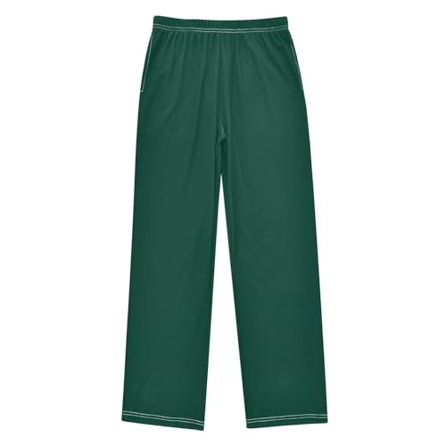 ZZXXB Dark Green Boys Long Pants Soft Trousers Elastic Waist Kids Lounge Bottoms with Pockets S-XL