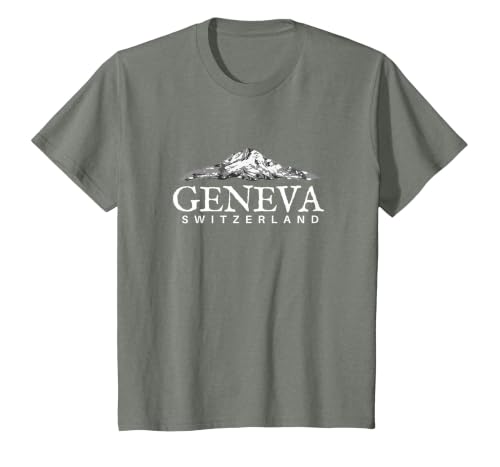 Geneva Switzerland T-Shirt, Swiss Alps Mountain Shirt T-Shirt, Youth, Olive Heather, Small