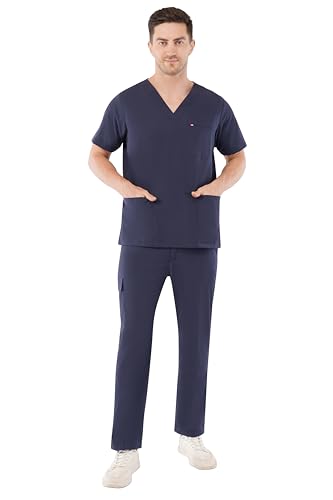 Image of PRAGATI TRENDS Premium Unisex Scrub Suit With Customize Name Print Option(Follow the Description) V-Neck Top and Cargo Type Trouser
