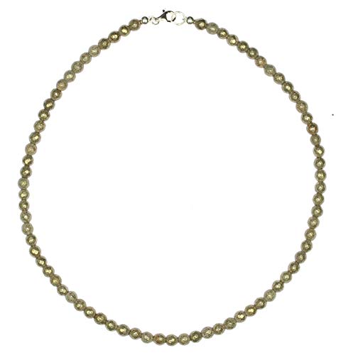 Pyrit Schmuck (Halskette) Pyrit Kette sehr zart Kugeln facettiert Größe ca. 3 mm Verschluss 925er Sterling-Silber Modellnummer 4411