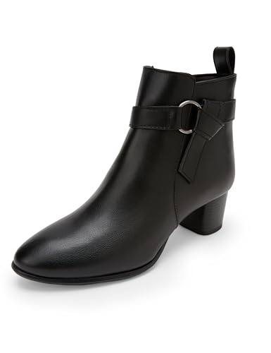 Image of ELLE Women Elegant Ankle Boot with Buckle Detail and Side Zipper