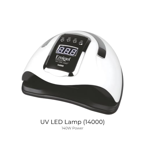 Image of Emigel Nail UV Lamp 140W | Fast Dryer for Nail Gel Polish | UV Nail Curing Lamp | Professional UV Nail Lamp 2 in 1 UV LED Lamp Dryer | Large Space for Both hands | For Salon & Home Use.