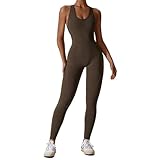 HOMDECR Conjuntos De Entrenamiento Para Mujer 2 Piezas Acanaladas Sin Costura Para Yoga Camiseta Corta Cintura Alta Pantalones Cortos De Ejercicio, Sujetador Deportivo Chándal (Marron oscuro,M)