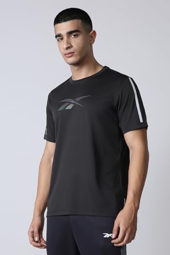 Image of Reebok Men's Polyester Gym T-Shirt - Moisture Wicking Sports T-Shirt for Men | Workout Running Training Tshirt for Men | Half Sleeve Active Tee