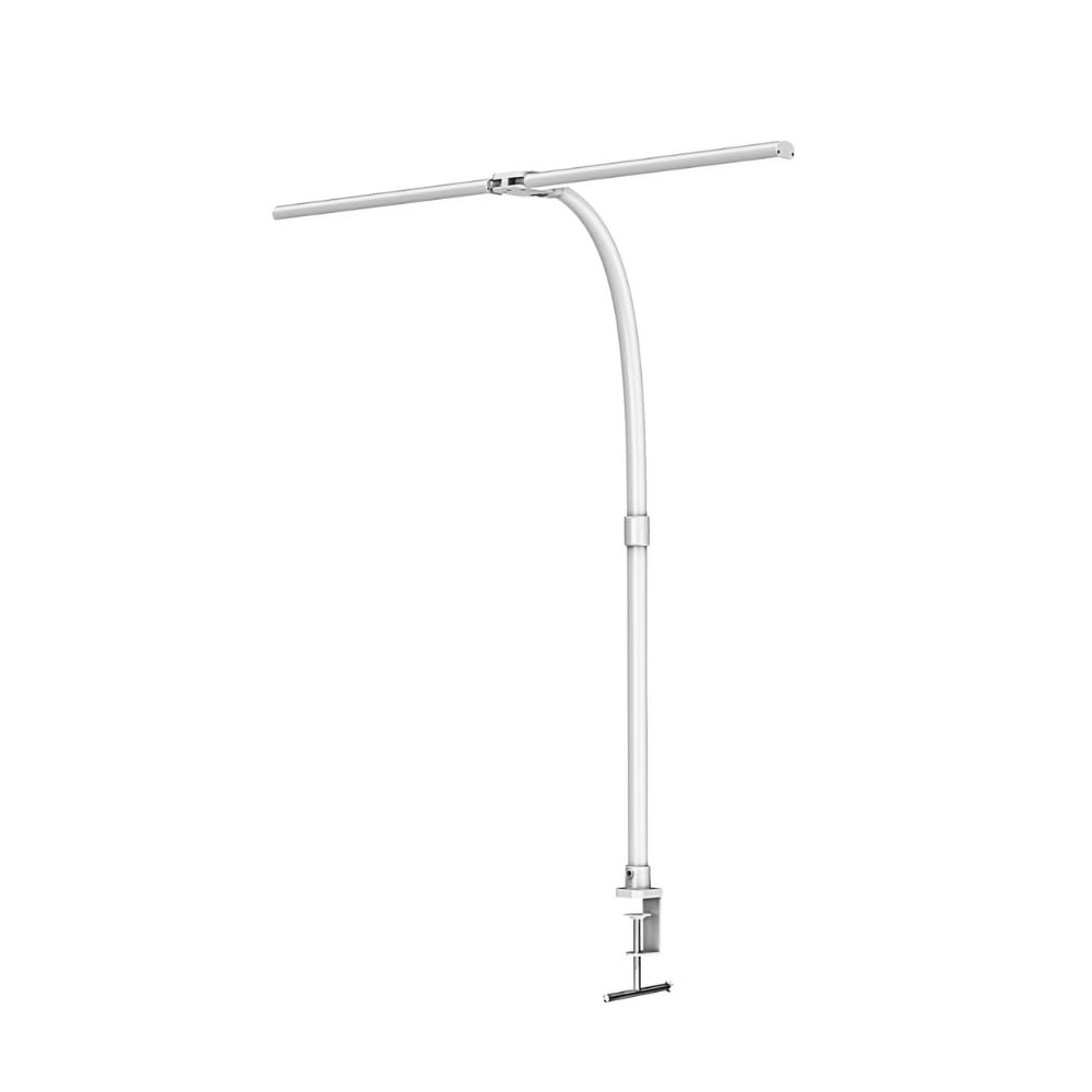 LUXULA LED Doppelkopf Schreibtischlampe, klemmbar, dimmbar, 5 Farbtemperaturen, flexibel einstellbar, 24W, 800lm, weiß - Tischleuchte Bürolampe Monitorlampe Büro Arbeitsplatz