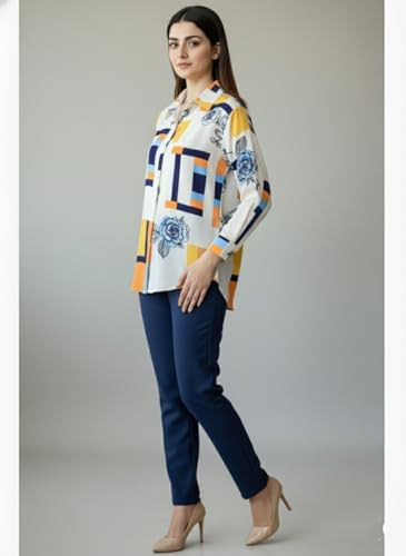 Image of Trendy Queen Women's Printed Straight Mandarin Neck Shirt for Women's | Tops for Woman Shirts | Shirt for Women Stylish Western (SD778 S)
