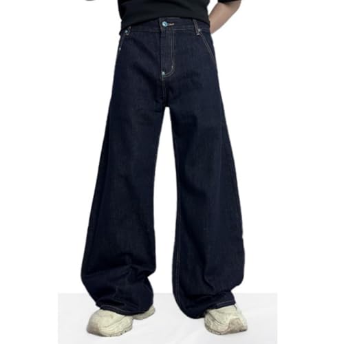 Vintage Baggy Jeans for Men Fashion Buttons Casual Wide Leg Denim Pants Streetwear4