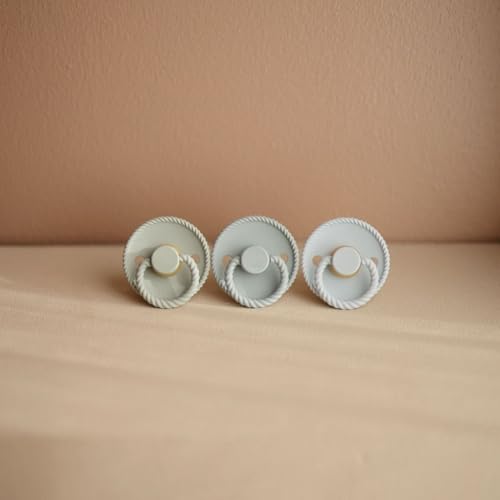 Image of FRIGG Natural Rubber Baby Pacifier 4-Pack Skyline Serenity | Made in Denmark | BPA-Free (0-6 Months)