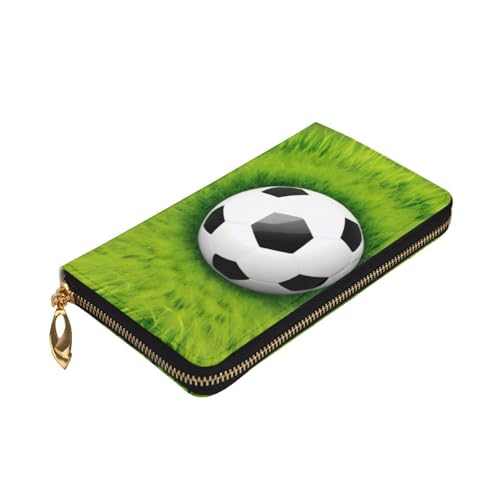 Stylish Football On Grass Long Leather Wallet For Women, Large Capacity Pu Leather Purse, Phone Card Holder Case Credit Card Wallet, Classy Clutch For Ladies & Men3