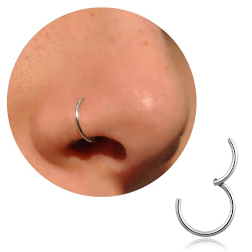 DAI JY Anello per naso Oro Argento sottile Piercing nasale Anello in titanio per donne e uomini 20G 18G 16G Septum Tragus Conch Orecchini Piercing labiale Anello per piercing nasale Gioielli 6mm/7mm