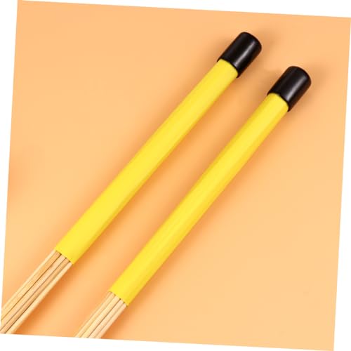 YARNOW 1 Par Baquetas de Madera para Batería, Cepillos para Jazz y Música Folk, Empuñadura Cómoda, Superficie Lisa, Color Amarillo miniatura 2