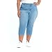 KB26 WOMENS PLUS SIZE Stretch HIGH WAIST BLUE/BLACK CAPRI denim jeans PANTS