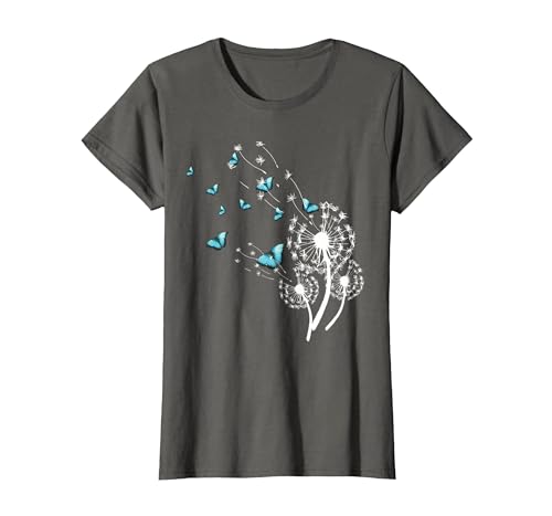 Image of Dandelion and Butterflies Design for Women Dandelion T-Shirt, Women, Asphalt Grey, XX-Large