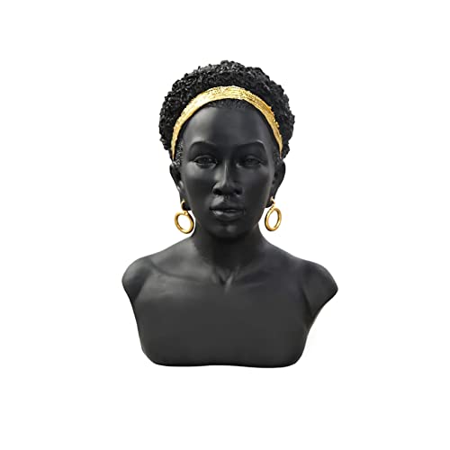 QIANLING Sculptures de Buste Noir d'art Africain, Statue de Buste Afro-américaine, Buste Noir créatif en résine, Buste Africain, Convient pour Le Salon, Le...