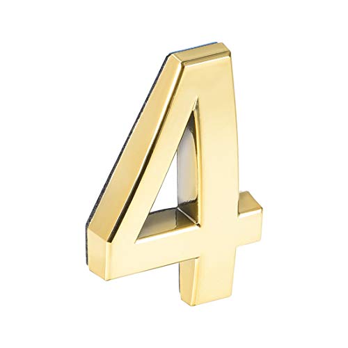 Numéro de maison autocollant 4 doré pour adresse de boîte aux lettres