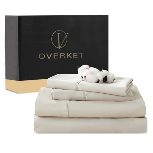 Image of 100% Egyptian Cotton Sheets Cal King Sheet Set 4PCS 1000 Thread Count Sateen Weave Soft Breathable 16-Inch Deep Pocket(California King,Linen)
