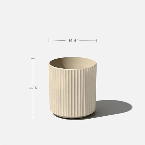 Image of Veradek Demi Series Round Planter for Porch, Patio, Backyard | Durable Plastic-Concrete Material | Modern Decor for Tall Plants, Flowers