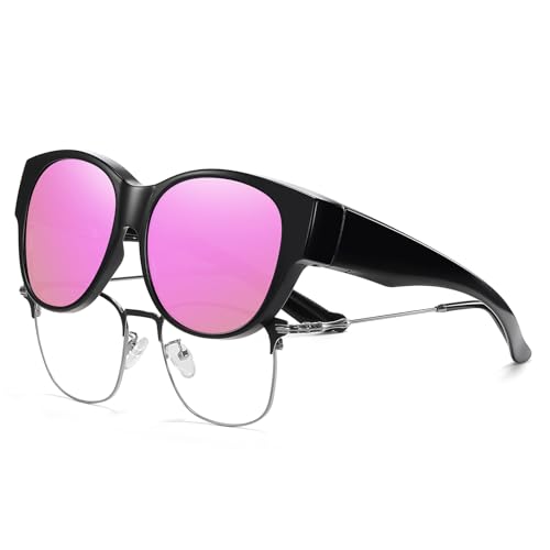Image of HAOLOTA Fit Over Glasses Sunglasses for Women Polarized | Over Glasses Sun Glasses, UV400 Polarized Lens, Trendy Cat Eye Sunglasses, Lightweight and Flexible, Driving, Daily Use