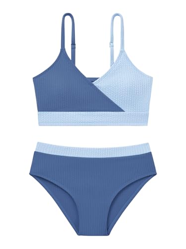 Girl's 2 Piece Swimsuit Solid Spaghetti Strap Bikini Sets Beach Bathing Suit Swimwear for Teen Girls