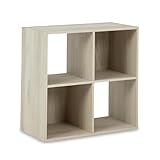Signature Design by Ashley Socalle Modern 4 Cube Storage Organizer or Bookcase, Whitewash
