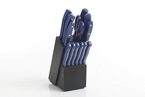 Oster - 128609.14 Oster Evansville High-Carbon Stainless Steel Cutlery Knife Block Set, 14-Piece, Yale Blue #TOP21