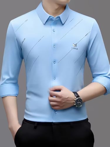 Image of IndoPrimo Men's Premium Satin Shirt for Party, Formal & Casual Wear - Stylish Designer Full Sleeve Shirt for Men