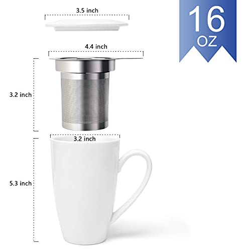 Amhomel TEACUP-WHITE-15OZ-2 Tea Mugs Set Of 2 thumb #3