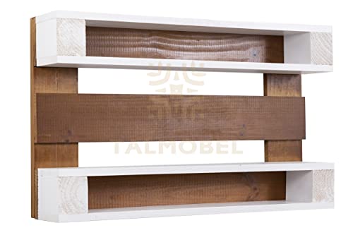 ESTANTERIA DE Pared Vintage-Rustico DE PALETS con 4 BALDAS (Nogal-Blanco)