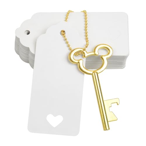 Set di 52 apribottiglie con scheletro vintage, con biglietto e catena, per feste, matrimoni, bomboniere, portachiavi in metallo, accessori di compleanno, regalo per ospiti, decorazione (oro antico)