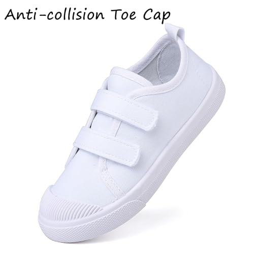 Boy's Girl's Toddlers Canvas Sneakers Slip-On Lightweight Kids White Sneakers Casual Skin-Friendly Walking Running Shoes(Toddle/Little Kids/Big Kids)2