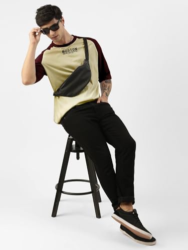 Image of Maniac||Mens||Printed||Round Neck||Raglan||Half Sleeve||Cotton||Oversized||Tshirt