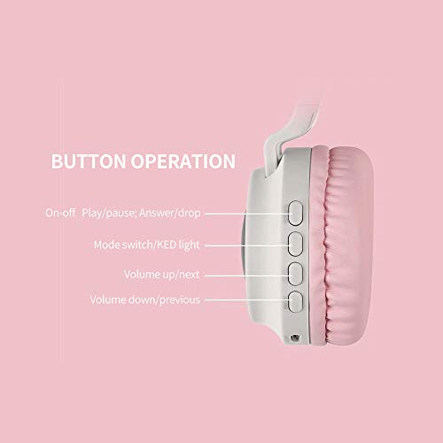 lifcasual Fone de ouvido cat LED sem fio RGB Luzes de 3 cores com cancelamento de ruído BT 5.0 Fone