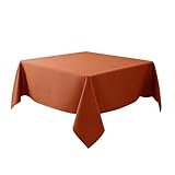 Biscaynebay Fall Tablecloth Textured Fabric Square Tablecloths 60x60 Inch, Rust Thanksgiving Autumn Harvest Water Resistant Fabric Tablecloths for Kitchen, Dining, Wedding, PartiesMachine Washable