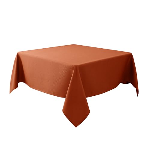 Biscaynebay Fall Tablecloth Textured Fabric Square Tablecloths 54x54 Inch, Rust Thanksgiving Autumn Harvest Water Resistant Fabric Tablecloths for Kitchen, Dining, Wedding, Parties Machine Washable by Biscaynebay - Used condition - US$11.25
