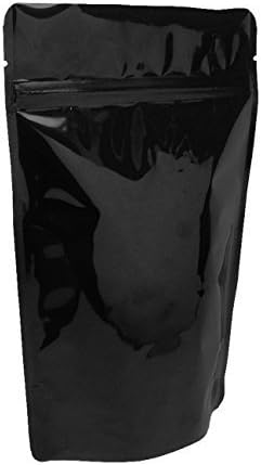 Black foil Stand Up Zip Pouch (2 Lb) (100 ct) (Black)