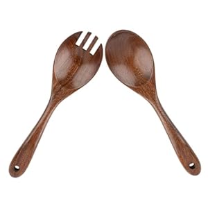 NOLITOY Holz Salatbesteck Set Dunkelbraun