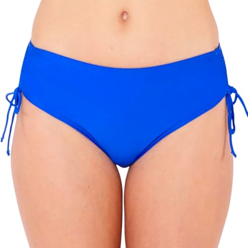 Scuba Ladies Swimwear Women's High Waist Ruched Bikini Briefs Swim Bottoms Mix & Match Plain UK Seller - Cobalt Blue - Size 14