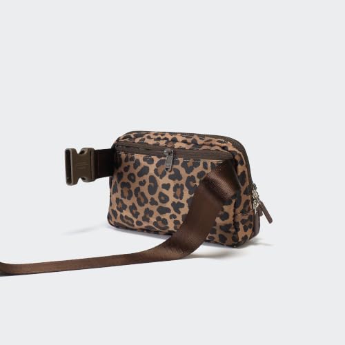Image of Pander Nylon Crossbody Belt Bag with Excess Strap Keepers, 6-Pocket Adjustable Sling Fanny Pack for Travel and Everyday Carry, Leopard Multi