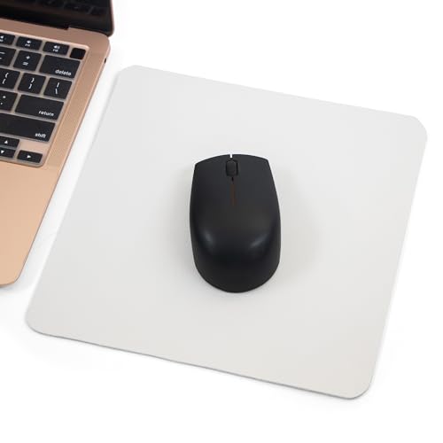 Image of Bellblock Mouse Pad | Computer Mouse Mat | Vegan PU Leather | Anti-Slip | Smooth Mouse Control | Spill-Resistant Surface | Blue & Tan | 22 x 22 cm (Pack of 1) (White & Sky Blue, Square)