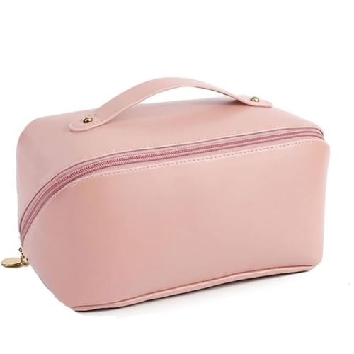 CAVALO – Be Unique Women’s Travel Cosmetic Bag. Large Capacity. Waterproof. PU Leather Makeup Organizer with Wide Opening, Toiletry Bag Makeup Organizer (Pink)