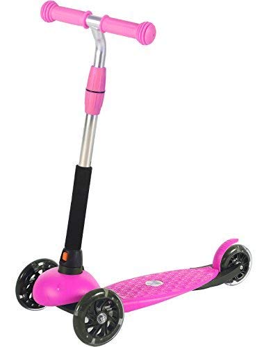 Voyage Sports Toddler Kick Scooters for Kids Girls and Boys, 3 Wheels with Flash Lights, Plastic Board, Adjustable Height Handlebar, Pink