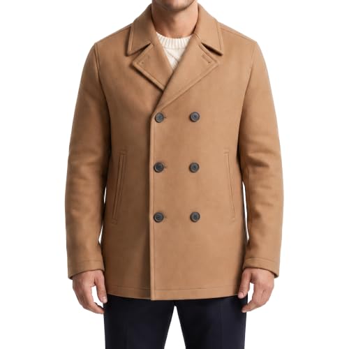 Image of Nautica Men's Wool Blend Peacoat - Double-Breasted Winter Coat, Regular, Big & Tall Sizes