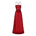 Wedding Guest Dresses for Women 2025,Elegant Chiffon Satin Prom Long Formal Dress Spaghetti Straps Backless Slit Dress Wedding Fashion Evening Party Gown with Pockets Solid Color Summer Dresses