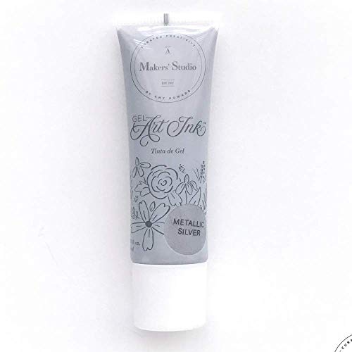 A MAKER'S STUDIO Metallic Fabric Paint Ink | Gold | Gel Art Ink Fabric Paint For Clothes, Shirts, Upholstery, and more | Art & Crafts Fabric Ink 2oz