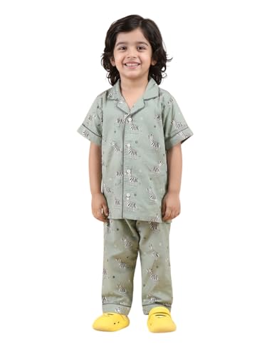 Image of POLKA TOTS 100% Pure Cotton Half Sleeve Night Suit for Kids, Girls & Boys | Cotton Pyjama Set | Unisex Night Dress for Children | Night Suit for Girls |Sleepwear for Kids | Winter Night Dress for Boys