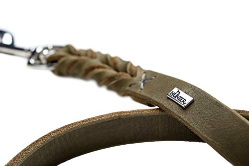 Laisse réglable cuir tressé HUNTER Solid Education olive pour chien - 4