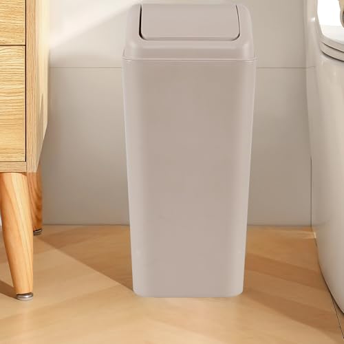 Image of 14 Liter Plastic Trash Can with Swing Lid, 3.5 Gallon Slim Swing Top Garbage Can, 1-Pack