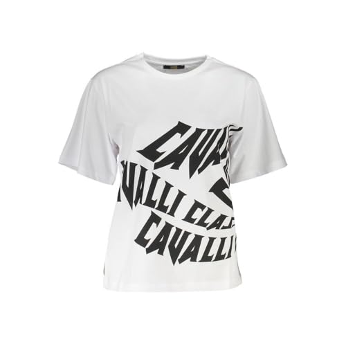 T-shirt imprimé blanc chic Cavalli Class idéal pour vos terrasses d'été