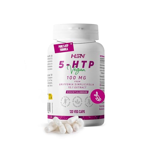 HSN 5-HTP 100mg | 120 Cápsulas Vegetales | equivalencia 3000mg Extracto de Semilla de Griffonia simplicifolia | 5 HTP (5-hidroxi-L-triptófano) 15x Veces Más Concentrado | No-GMO, Vegano, Sin Gluten